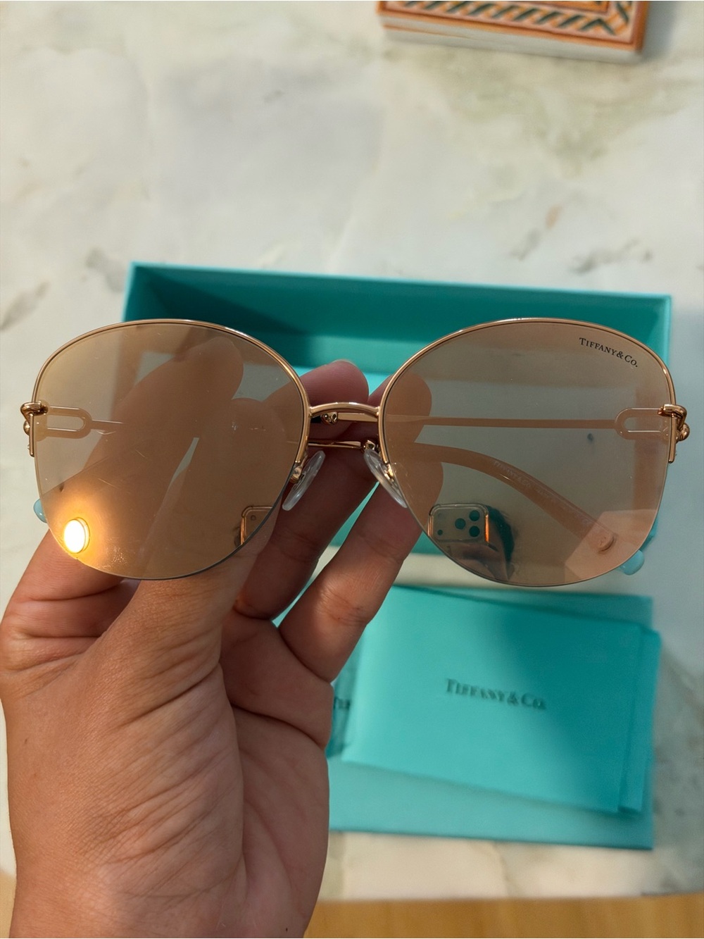 Tiffany & Co. Rose Gold Sunglasses with Pink-Tinted Lenses